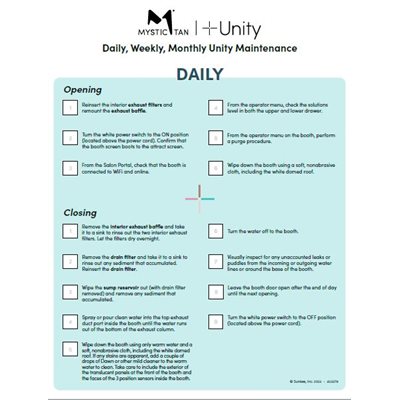 Double sided maintenance checklist